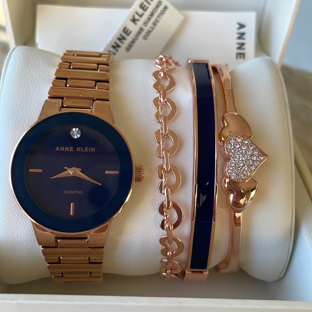 Anne Klein Genuine Diamond Collection Watch&Bangle